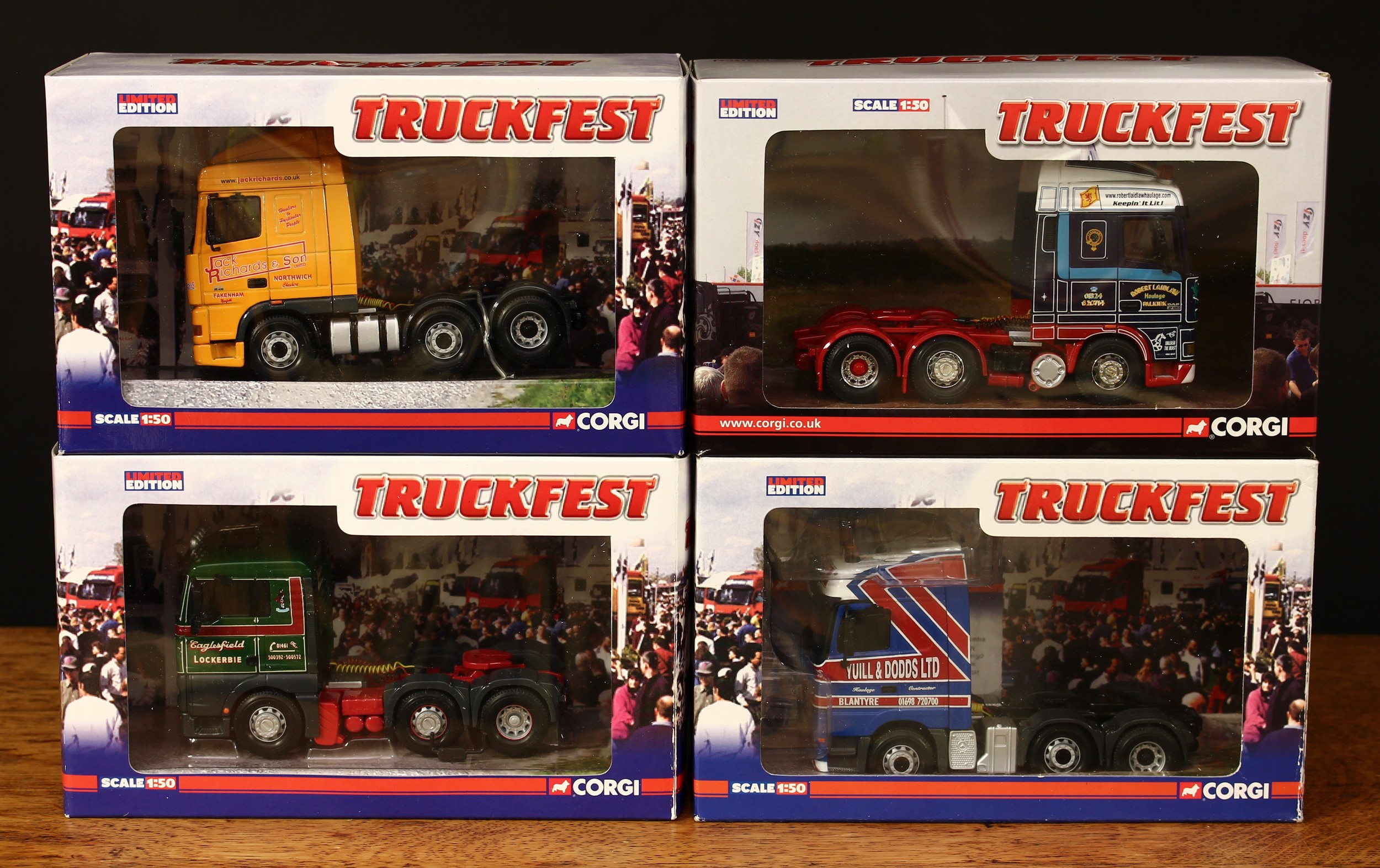 Corgi 1:50 scale Truckfest models, comprising CC13417 ERF ECT - Ian Wright Transport, window