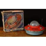 A 1960's Chinese (Hong Kong) plastic battery operated Moon Ranger Mercury Mark IV, red, grey and