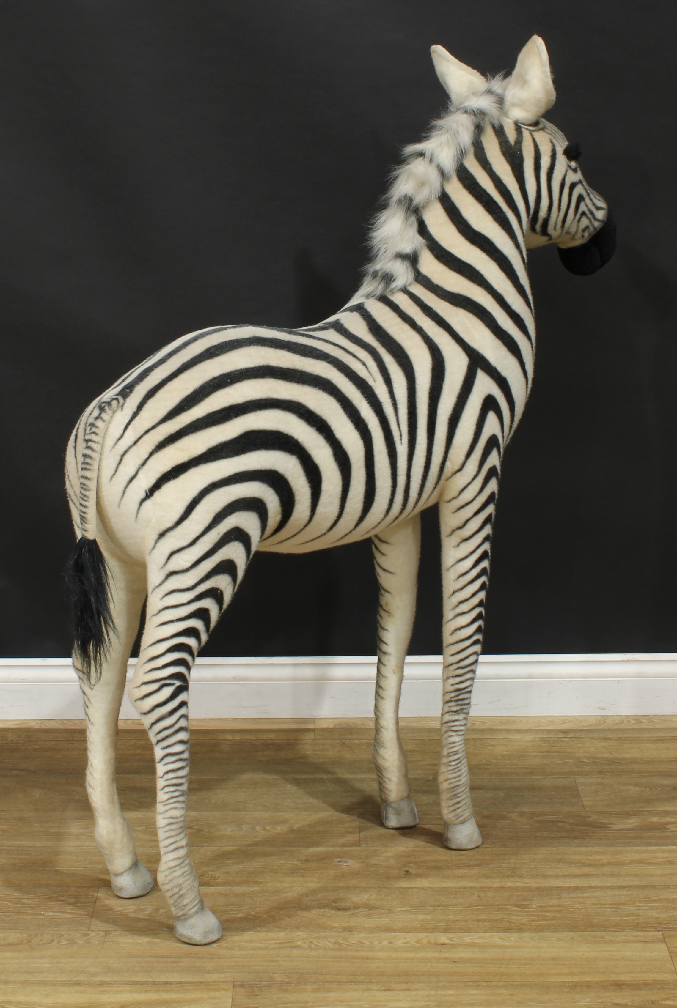 A large shop display/point of sale model of a Zebra, probably by Steiff (Germany) or similar, - Image 5 of 5