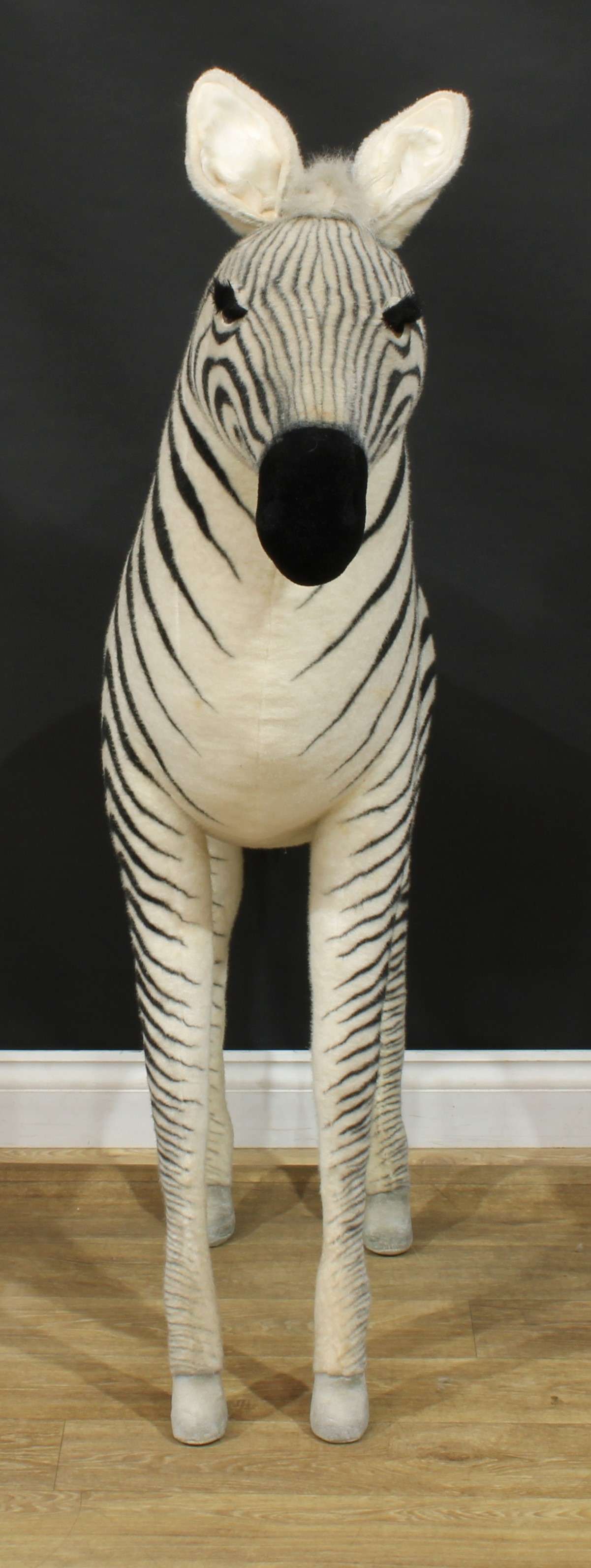 A large shop display/point of sale model of a Zebra, probably by Steiff (Germany) or similar, - Image 2 of 5