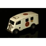 Tri-ang Minic (Lines Brothers) tinplate and clockwork 75M ambulance, off-white body with black wheel