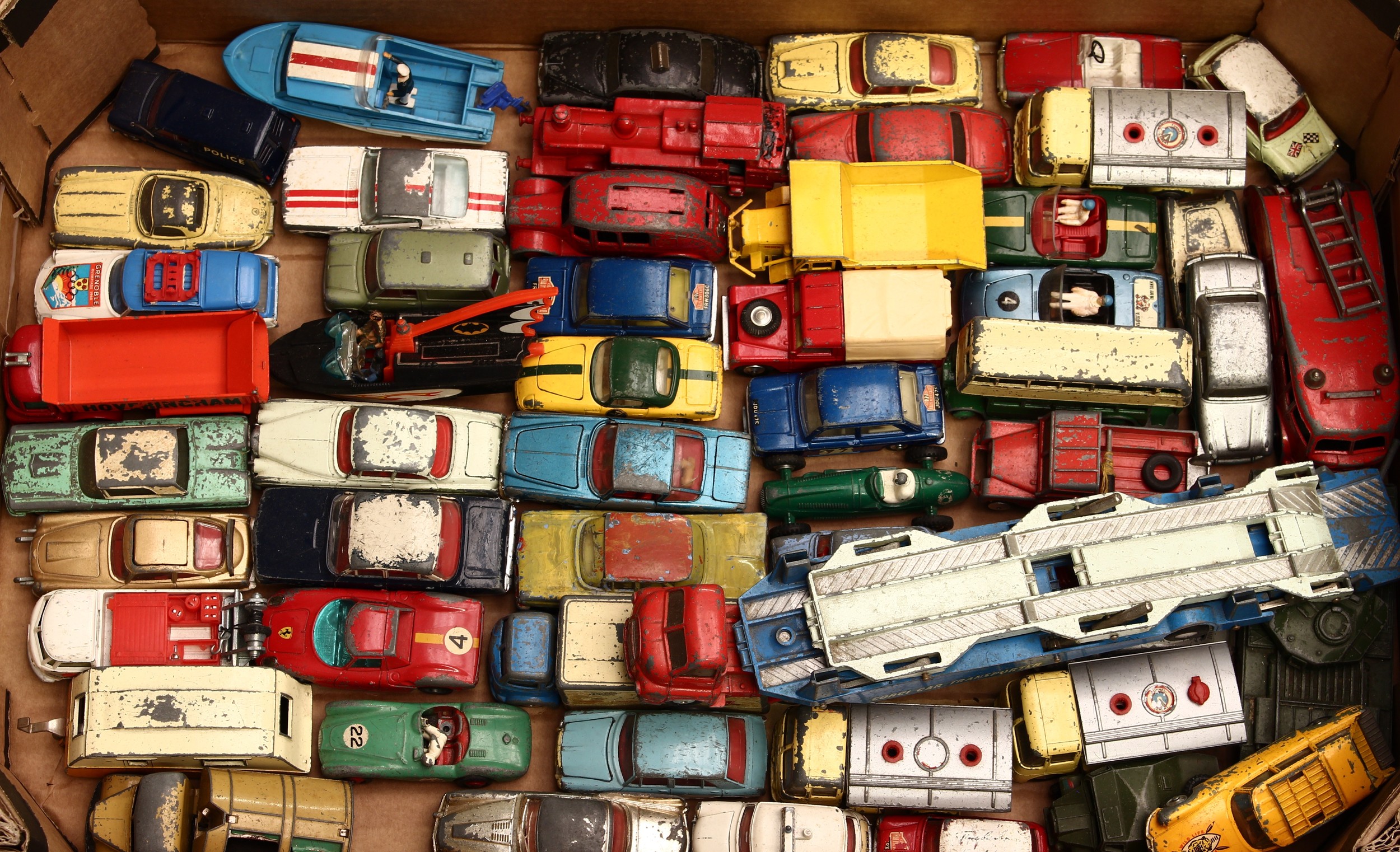 A collection of unboxed and playworn diecast models, various manufacturers including Corgi Toys,