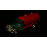 Tri-ang Minic (Lines Brothers) tinplate and clockwork 15M petrol tanker, dark green cab with