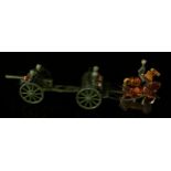 A Lineol (Germany) horse drawn artillery limber set, comprising two Horse trolley with single rider,