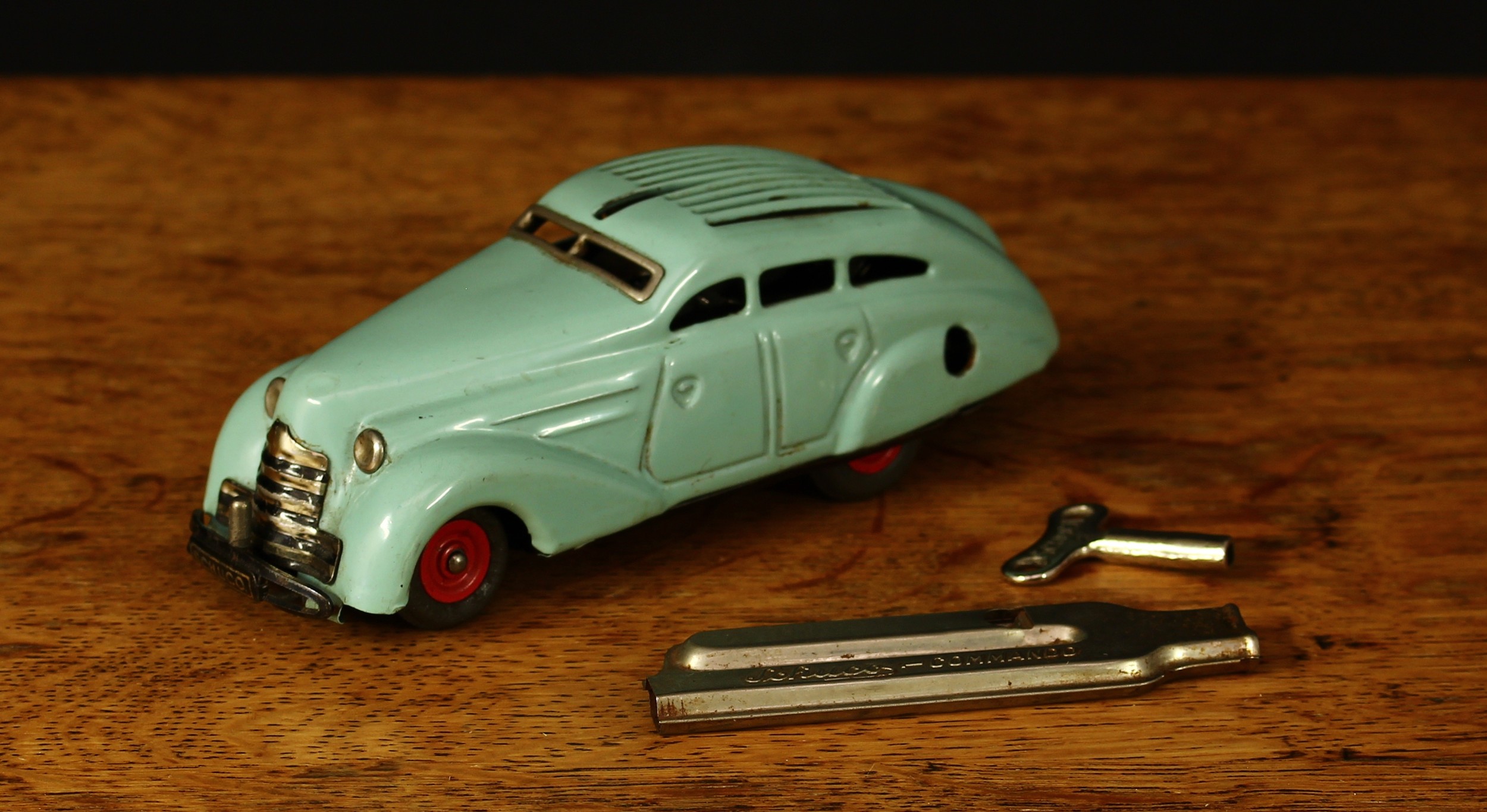 A Schuco (Germany) tinplate and clockwork Magico-Auto 2008 car, pale blue body, unboxed with