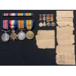 WW1 British Medal Group and a matching set of miniatures comprising of Military Medal, 1914-15 Star,