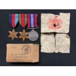 WW2 British Royal Navy Medal group comprising of 1939-45 Star, Burma Star and War Medal mounted on a