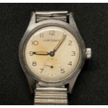 WW2 British Army issue ATP Army Trade Pattern Wristwatch by Cortebert. White Dial with Arabic