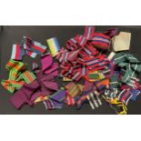 WW2 British Medal Ribbons, Defence Medal, War Medal, Italy Star, plus some miniature medal ribbons