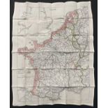 WW2 British RAF Silk Escape Map of France and Germany. Code letter 9C(a) / 9U/R. Double sided.