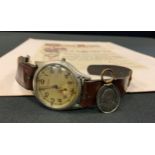 WW2 British Moeris 'ATP' Military issue stainless steel gentleman's wristwatch, silvered dial with