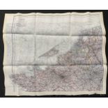 WW2 British RAF Silk Escape Map of France Code letter C/D.