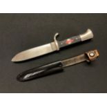 WW2 Third Reich Hitler Youth Knife with single edged blade 135mm in length, with "Blut Und Ehre!"