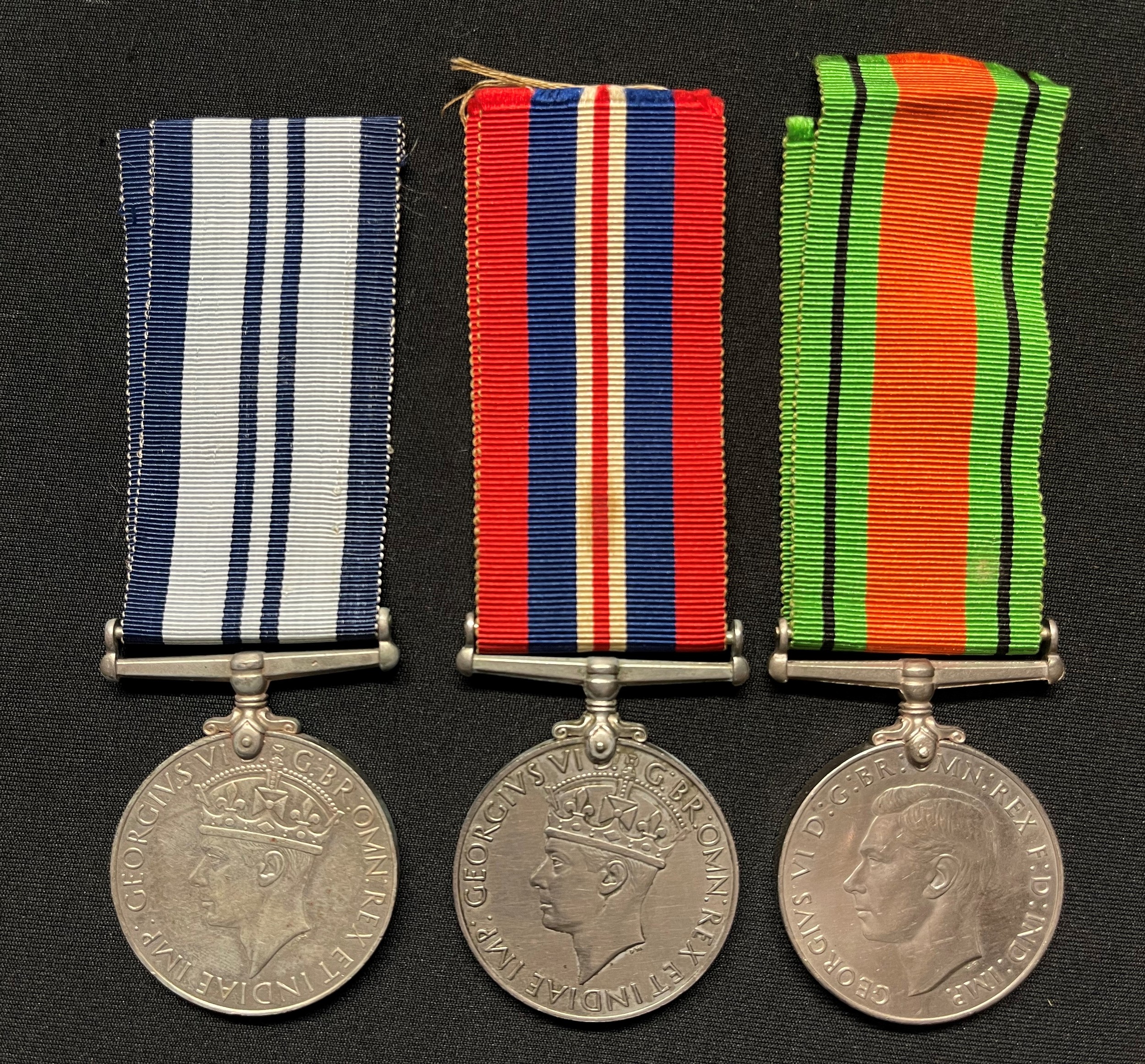 WW2 British India Service Medal, War Medal and Defence Medal. All complete with ribbons.