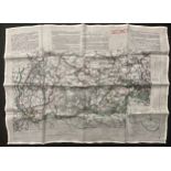 WW2 British RAF Silk Escape Map code letter Y. Shows escape routes to Switzerland. Single sided.