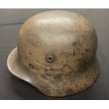 WW2 Third Reich Luftwaffe M40 Italian Front Tan Camo Steel Helmet. Single decal. Maker and size