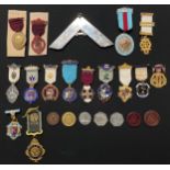 A collection of Masonic and RAOB Medals and Tokens. Including 1946 issue in plastic. 23 items in