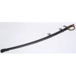 US 1860 Pattern Light Cavalry Sabre with curved fullered single edged blade 806mm in length,