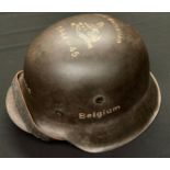 WW2 Third Reich M42 Steel Helmet painted with battle honours of 2nd Battalion The Lincolnshire