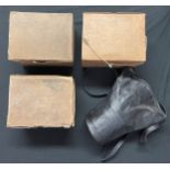 Four WW2 British Home Front Respirators, three in original cardboard carrying boxes which are