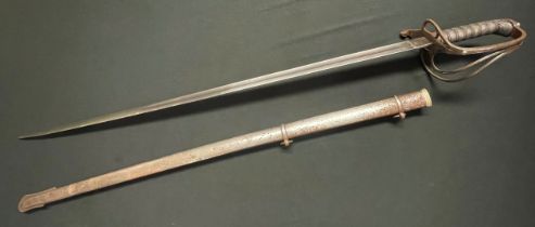 Victorian Royal Artillery officer's sword with single edged fullered blade 816mm in length, proof