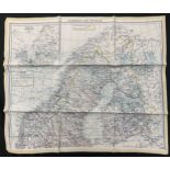 WW2 British RAF Silk Escape and Evasion Map code F/G of Scandinavia and the Baltic. Unsewn edge