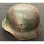 WW2 Third Reich Luftwaffe M35 Normandy Camo Double Decal Steel Helmet. Shell is maker marked along