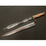 WW1 Imperial German 98/05nA Bayonet with single edged fullered blade maker marked "Fichtel &