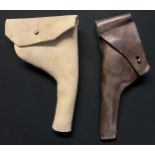 Pair of British & US Revolver holsters: British Buff Leather Holster for the Webley .455 dated 1899: