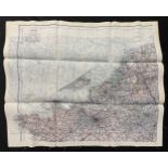 WW2 British RAF Silk Escape Map of France Code letter C/D.