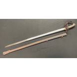 Victorian Light Infantry Officers Sword with single edged fullered etched proof blade maker