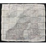 WW2 British RAF Silk Escape and Evasion Map code F/G of Scandinavia and the Baltic. Sewn edge