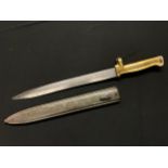 WW1 Imperial German Brass Hilt Ersatz Bayonet with original Type 1 (FAG) Scabbard. Blade length