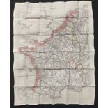 WW2 British RAF Silk Escape Map of France and Germany. Code letter 9C(a) / 9U/R. Double sided.