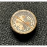 WW2 British Escape Compass. Brass body painted khaki. 19mm in diameter. Working order.