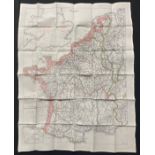 WW2 British RAF Silk Escape Map of France and Germany. Code letter 9C(a) / 9U/R. Double sided.