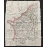 WW2 British RAF Silk Escape Map of France and Germany. Code letter 9C(a) / 9U/R. Double sided.