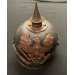 WW1 Imperial German Pickelhaube Helmet. Unrestored original condition. Complete with Prussian Helmet