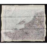 WW2 British RAF Silk Escape Map of France Code letter C/D.