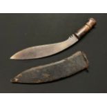 WW2 British Kukri Knife with single edged blade 350mm in length. Spine of blade is marked "314".