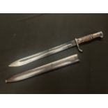 WW1 Imperial German S98/05nA Bayonet with blued single edged fullered blade, maker marked "F Koeller