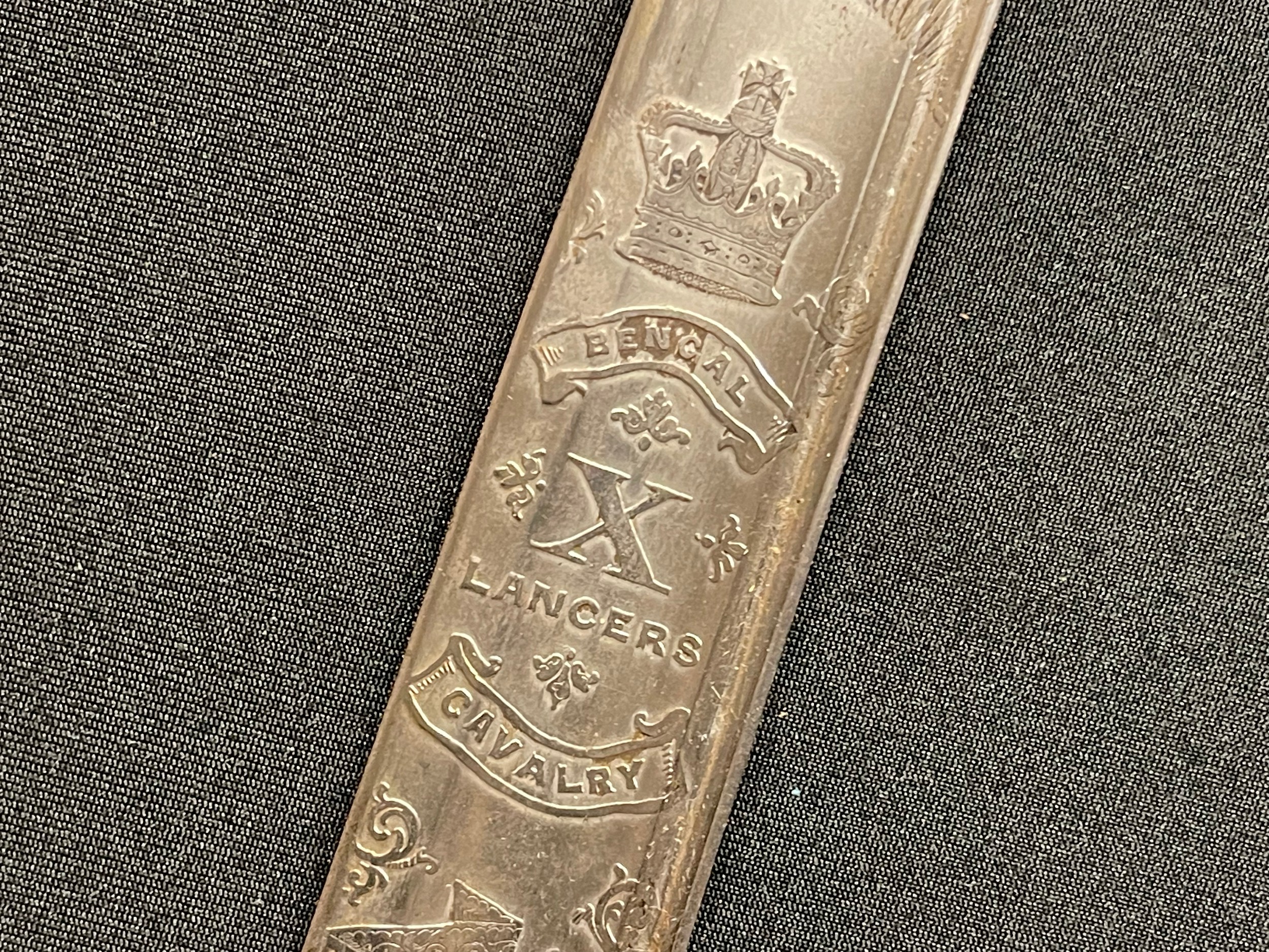 British Victorian X Lancers Cavalry Officers Sword with fullered curved blade 890mm in length with - Image 15 of 34