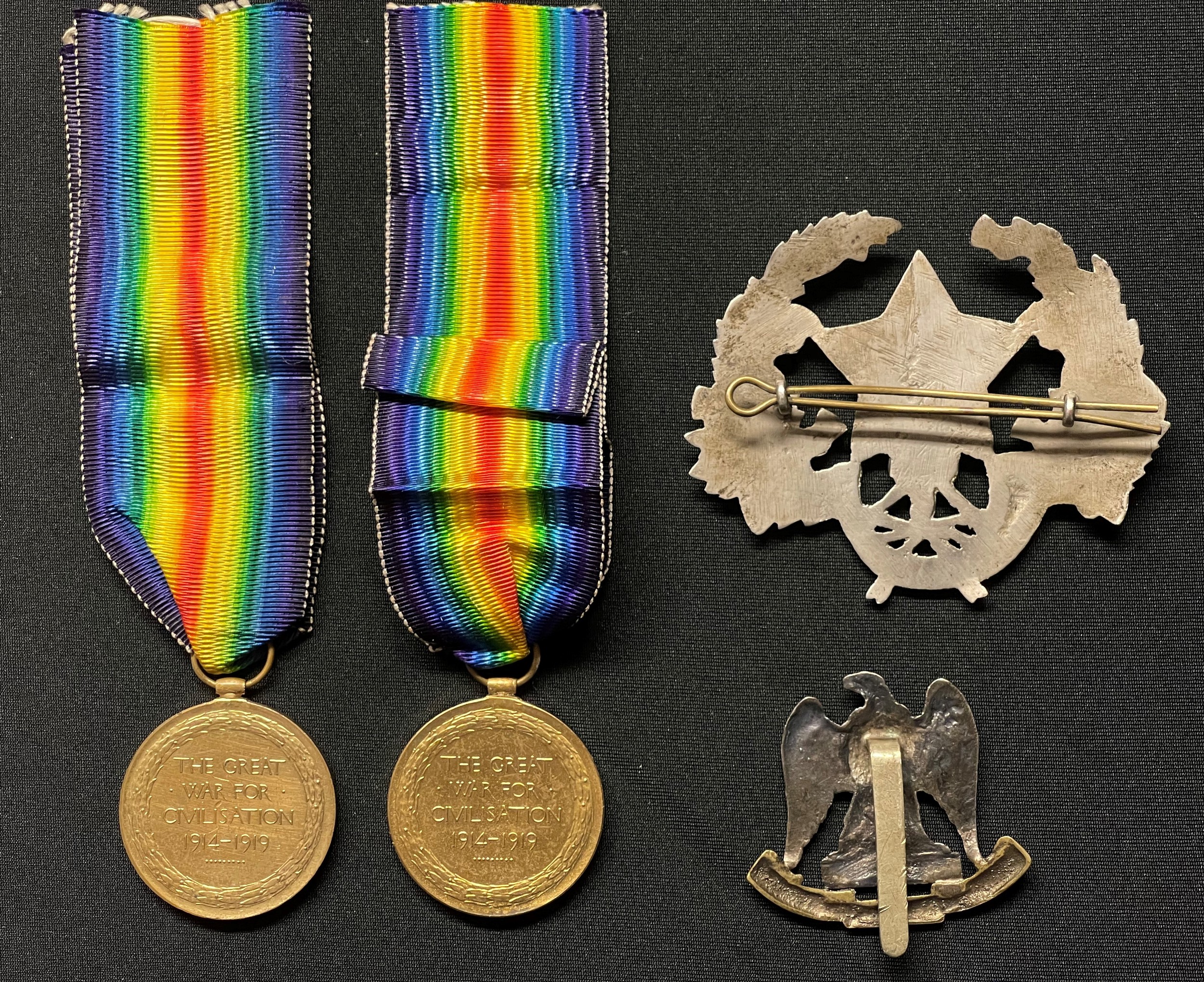 WW1 British Victory Medal to 25548 Pte WC Russell, Highland Light Infantry complete with ribbon: WW1 - Image 2 of 3