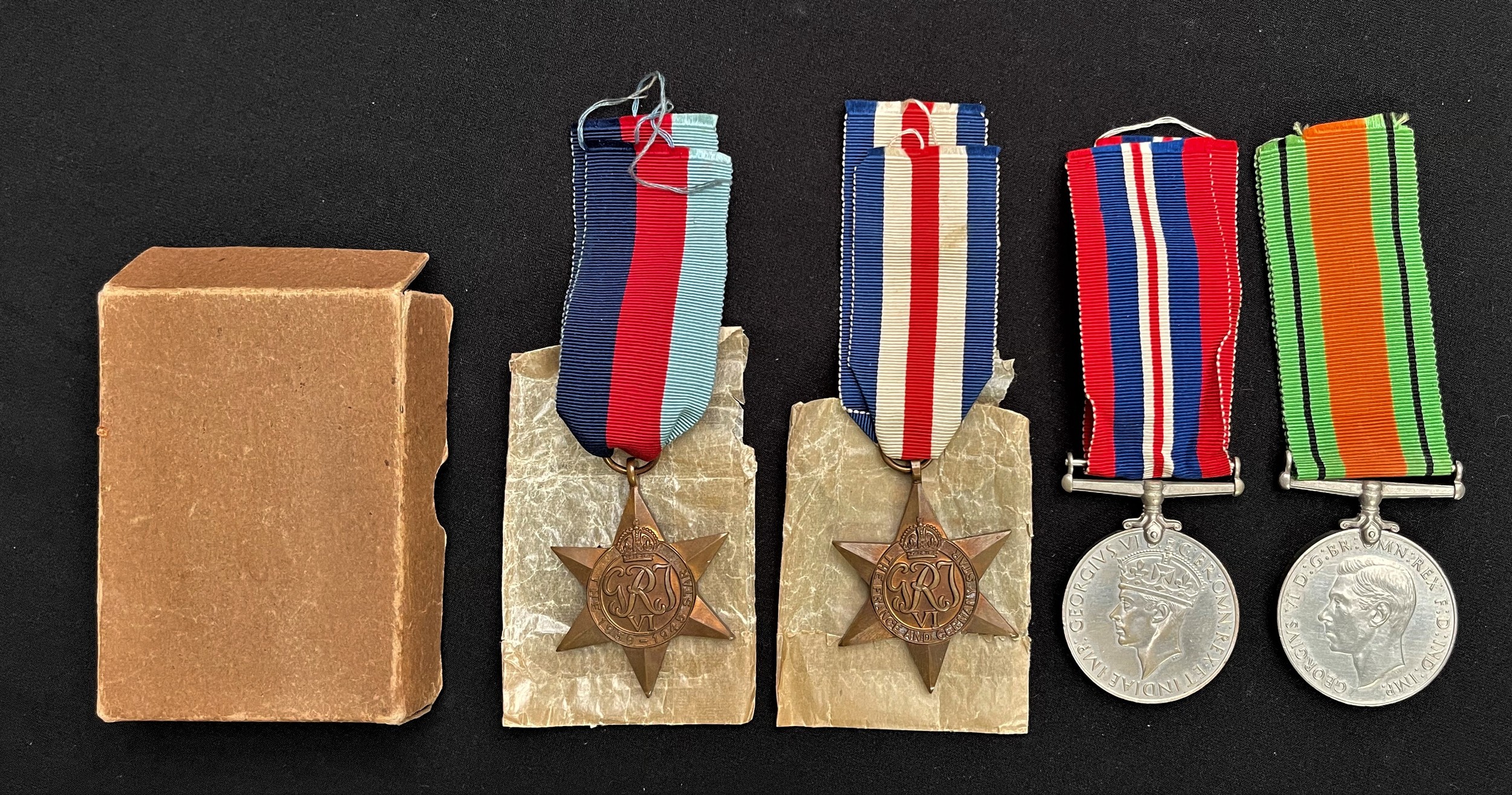 WW2 British Medals 1939-45 Star, France & Germany Star, War Medal & Defence Medal, all complete with
