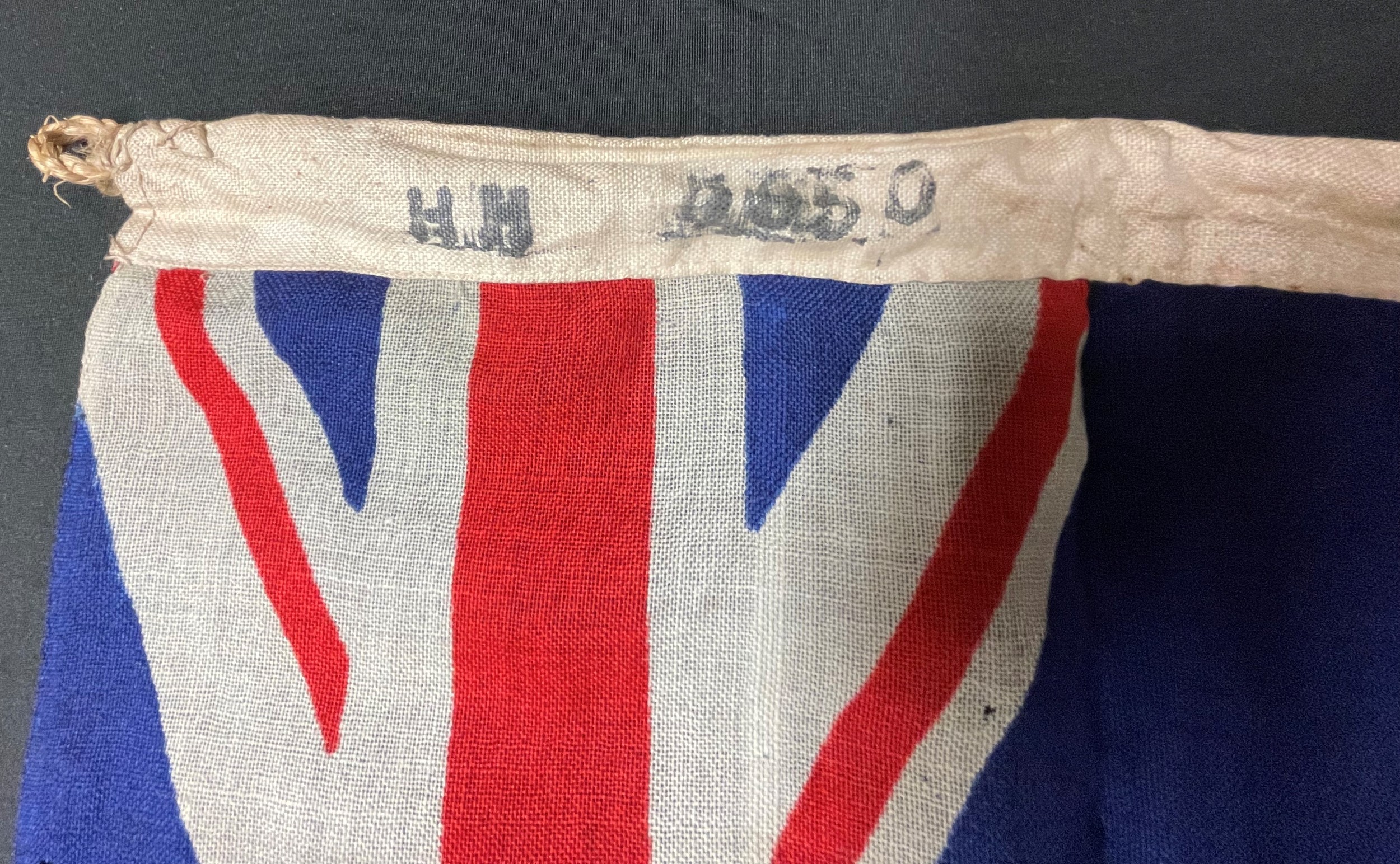 WW2 British Royal Army Service Corps Flag. Screen printed, size 87cm x 44cm. Dated 1944. Faint maker - Image 3 of 6