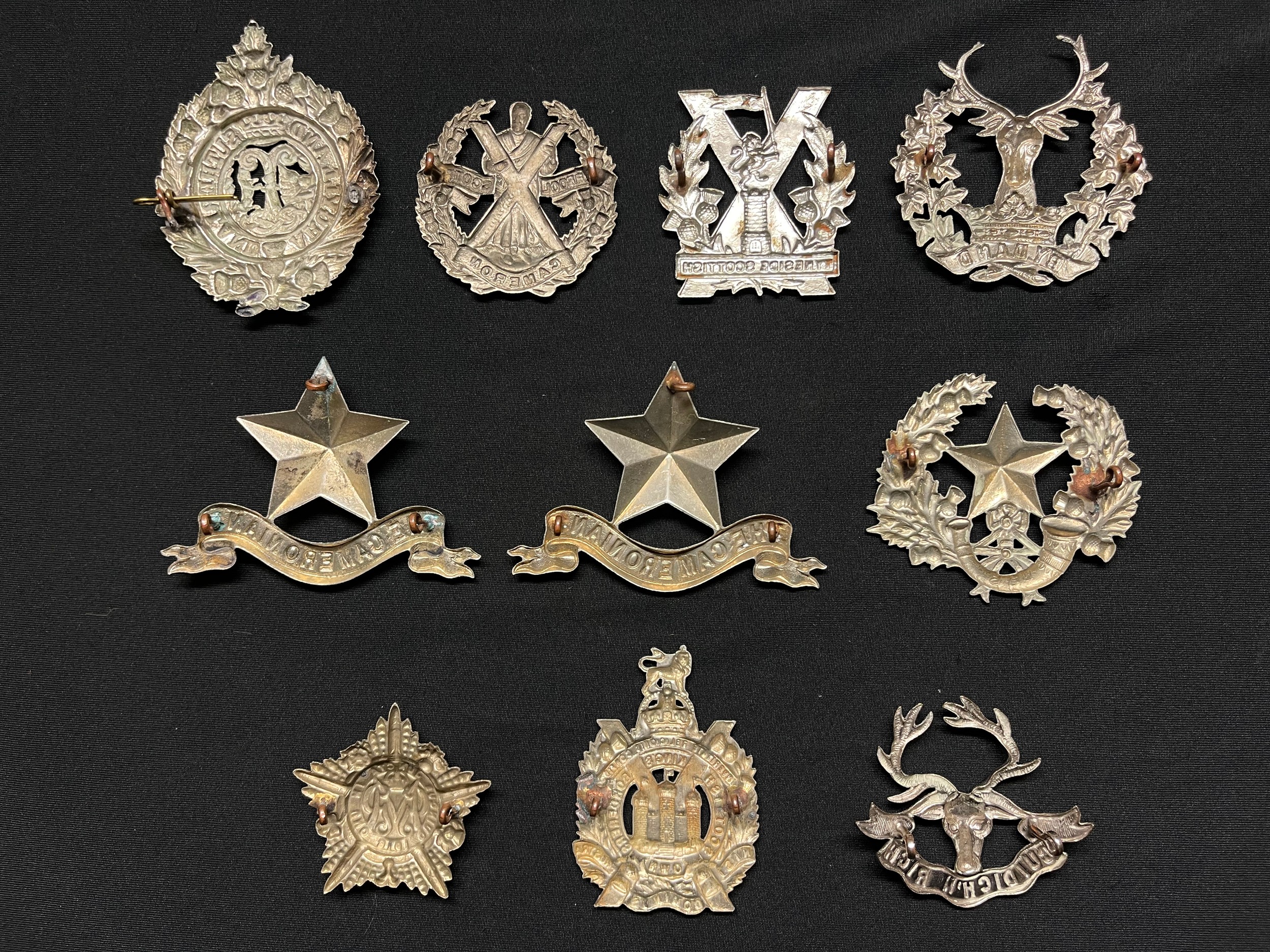 WW2 British Scottish Regiment Cap Badges to include: The Cameronians x 3: Liverpool Scottish: - Image 2 of 2