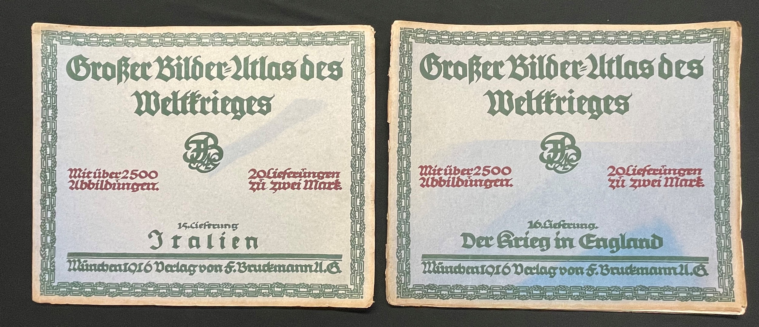 WW1 Imperial German "Grosser Bilder Atlas des Weltkrieges" picture books Numbers 15 and 16. Issue 15