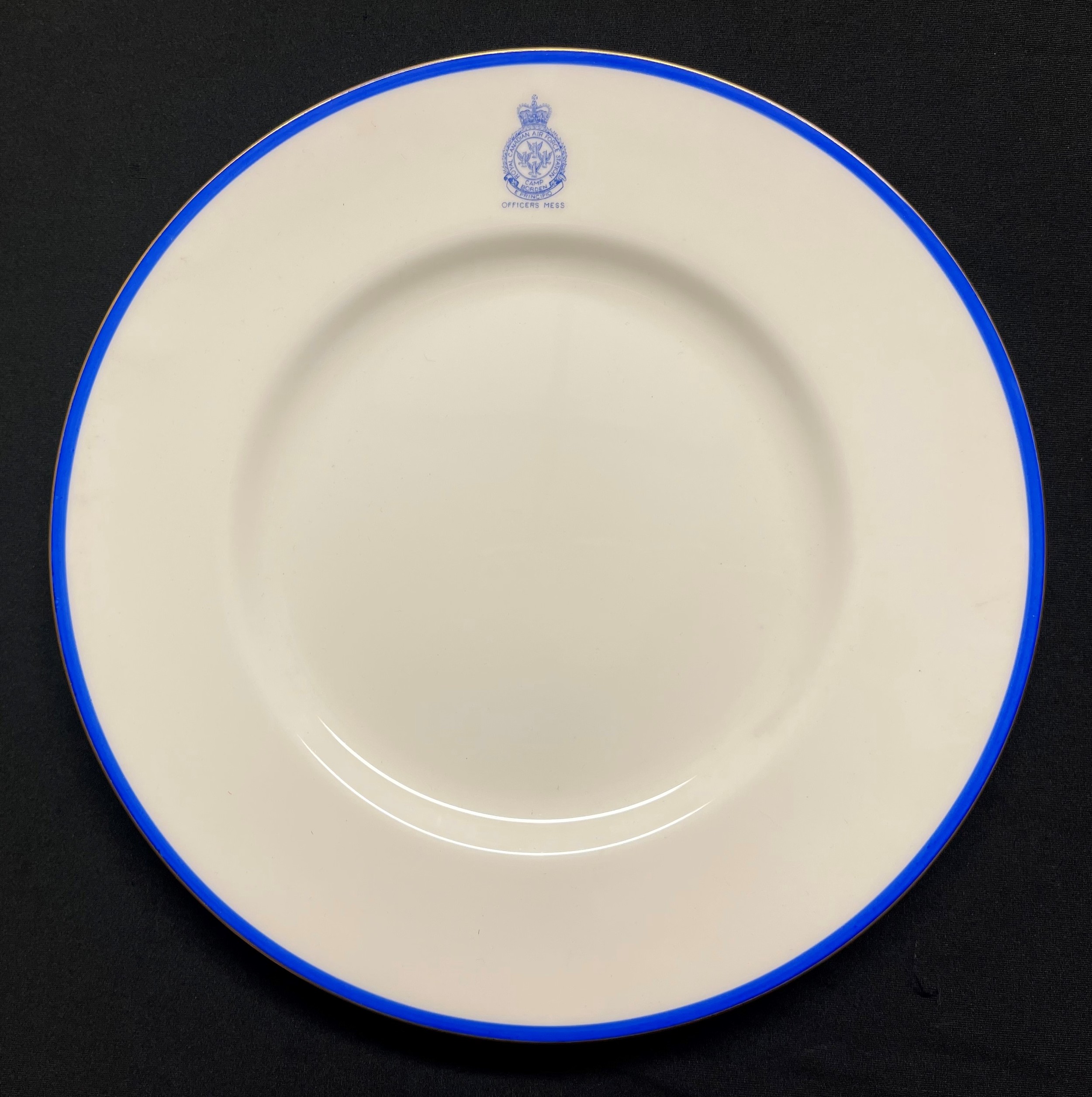 Royal Candian Air Force Officers Mess (Camp Borden) dinner plate, by Minton, with applied paper