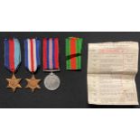 WW2 British medal group comprising of 1939-45 Star, France & Germany Star, War Medal. All with