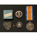 WW1 British War Medal with original ribbon and Boxed Silver War badge to 20534 Pte G Hawley, Notts &